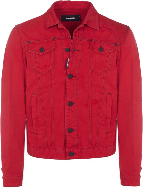 Dsquared2 - Dan - Jas - Rood - Katoen - Knoopsluiting met Zes Knopen