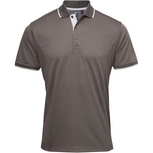 Premier Herencontrast Coolchecker Polo Shirt (Donkergrijs/zilver)