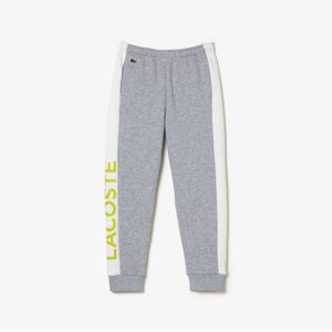 Boy's Lacoste Kids Organic Cotton Jog Pants in Grey White