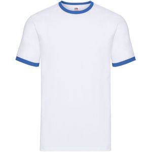 Fruit of the Loom Heren Ringer Contrast T-shirt (Wit/royaal blauw)