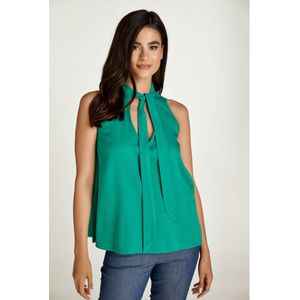 Groene Mouwloze Top Met Strikdetail - Maat 44