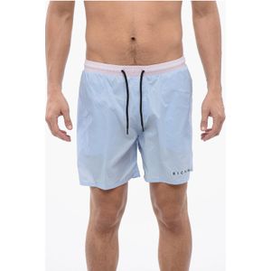 Tweekleurige boxerbadpak in blauw, roze