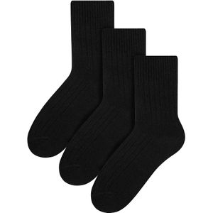 Steven - Heren Winter Lichtgewicht Warme Laarssokken, 3 Paar Wol Heren Kousen - Zwart