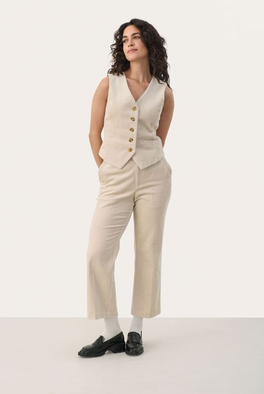 Capri Broek - Effen - Corduroy - Flared - Mid Waist