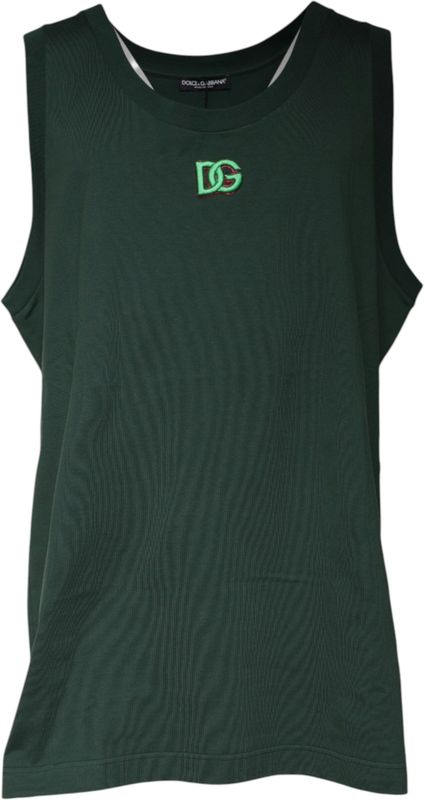 Dolce & Gabbana - DG Mouwloze Ronde Hals Tanktop - Groen - Katoen