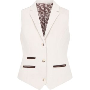 Damesvest - Crèmekleurig - Wolmix Tweed - Getailleerd