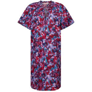 ESPRIT Jurk Met All Over Print En Plooien Donkerblauw/paars/rood - Maat L