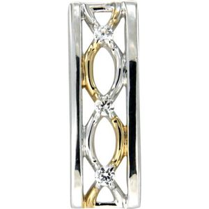 Swarovski - Rechthoekige hanger van 925 zilver met gouddetails en witte Swarovski Elements-kristallen