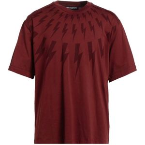 Neil Barrett Fair Isle Thunderbolt oversized rood T-shirt