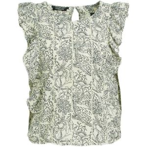 Scotch & Soda Gebloemde Top Ecru/zwart - Maat S