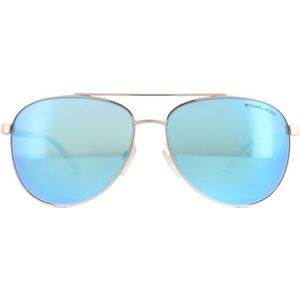 Michael Kors Aviator Womens Rose Gold White Blue Mirror Zonnebril