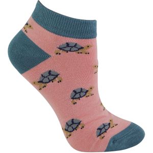 Miss Sparrow - Dames Bamboe Trainer Sokken - Schildpadden (Roze)