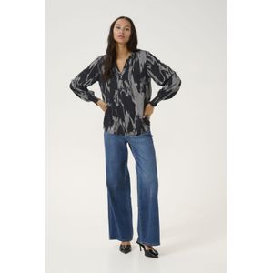 Blouse met lange mouwen Regular fit Black/White Graphic Print black white