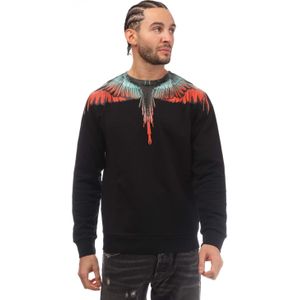 Heren Marcelo Burlon Icon Wings Regular Crewneck Sweatshirt in zwart oranje