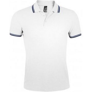 SOLS Heren Pasadena getipt korte mouw Pique Polo Shirt (Wit/Zwaar)