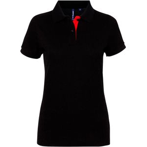 Asquith & Fox Dames/Dames Korte Mouwen Contrast Poloshirt (Zwart / Rood)