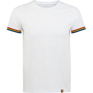 SOLS Heren Regenboog T-Shirt (Wit/multikleurig) - Maat M