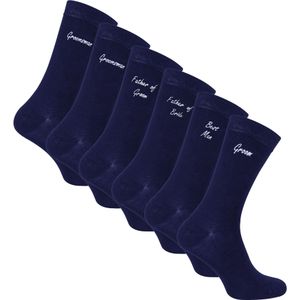 6 Paar Heren Trouwsokken in Zwart en Marineblauw met een Cadeau-doos