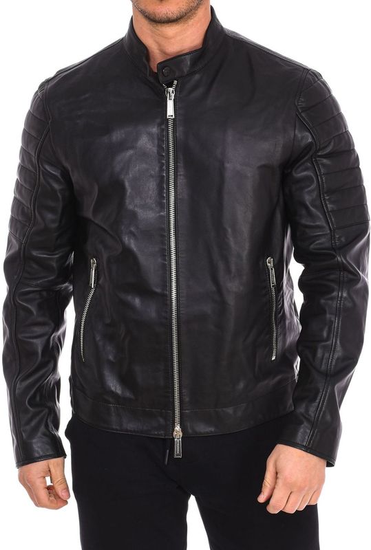 Dsquared2 - Leren Bikerjack met Ritssluiting - Zwart - Heren