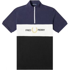 Fred Perry Zipped Funnel Neck Blue Polo Shirt