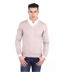 V 1969 Italia Mens V-hals Sweater 9801 V-hals Zand - Maat S