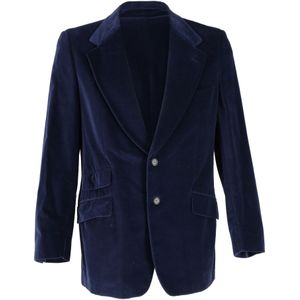 Gucci Eenzijdige Fluwelen Blazer in Navy Blauw Katoen