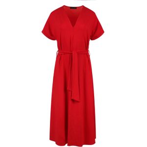 Jersey Midi-jurk - Rood - A-lijn - Met Riem