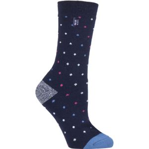 Heat Holders Dames Ultra Lite thermo geklede sokken - Navy Spots (Bes)