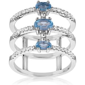 Swarovski - Zilveren (925) ring met 49 witte en blauwe zirkoniakristallen van Swarovski