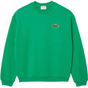 Lacoste Unisex Fleece Loose Fit Sweatshirt met accenten voor volwassenen (Groen)
