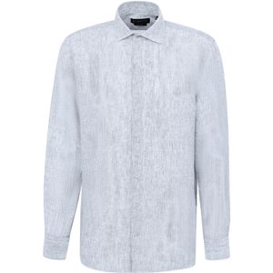 Lichtblauw Overhemd - Linnen - Lange Mouwen - Kentkraag - MODERN FIT