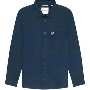 Lyle & Scott Heren Zakken Geplooid Overhemd (Blauw)