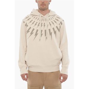 Fleece katoenen FAIRISLE THUNDERBOLT hoodie in beige