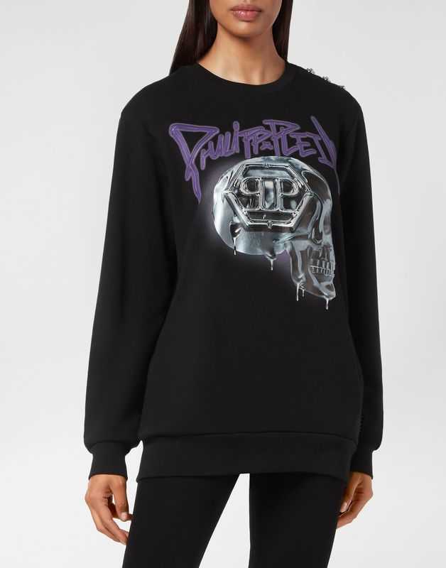 Philipp Plein - Skull Sweatshirt - Wit - Heren - Ronde Hals - Katoenmix