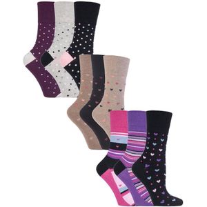 9 paar sokken zonder elastiek damessokken van katoen met patroon - Hartmix