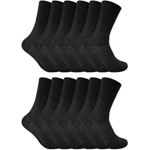 12 stuks sokken zonder elastiek thermo diabetessokken voor dames - Zwart