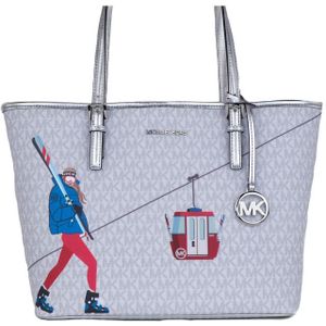 Michael Kors Dames Jet Set Girls Print Medium Handtekening PVC Carryall Schouder Tote Handtas (helder wit Multi)