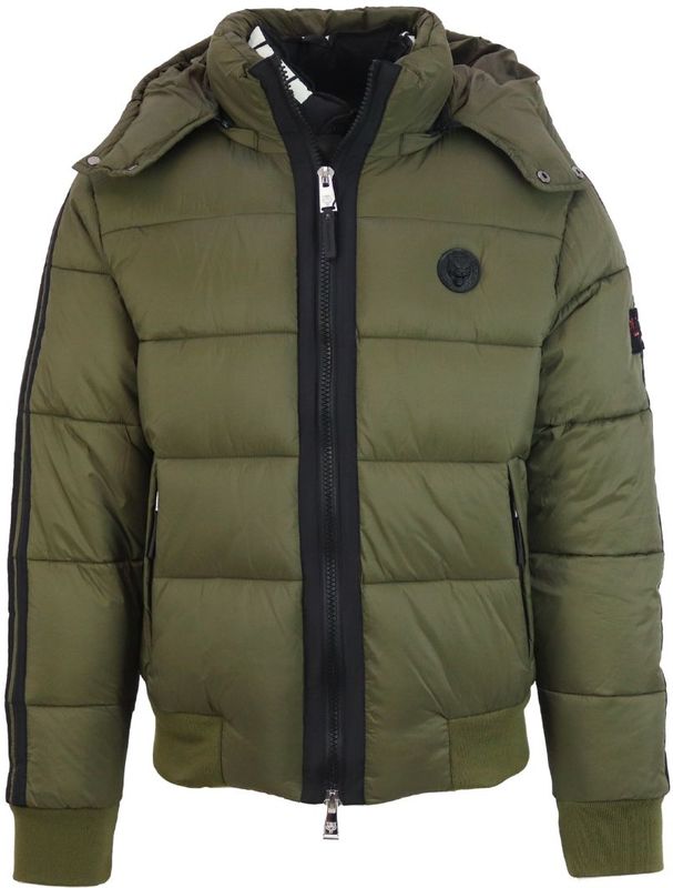 Plein Sport - Gewatteerd Jack - Groen - Heren - Met Afneembare Capuchon