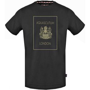 Aquascutum Gold London Logo zwart T-shirt