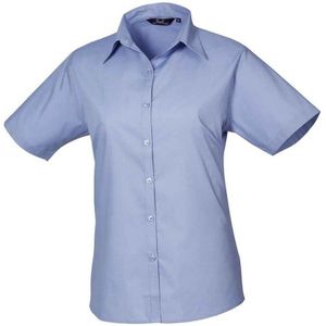 Premier Dames/Dames Popeline Blouse met Korte Mouwen (Middenblauw)