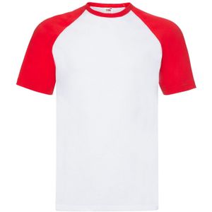 Fruit of the Loom Unisex Volwassen Contrast Honkbal T-shirt (Wit/rood)