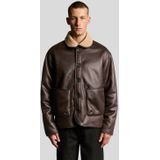 Lyle & Scott imitatiebont leren jas - bruin