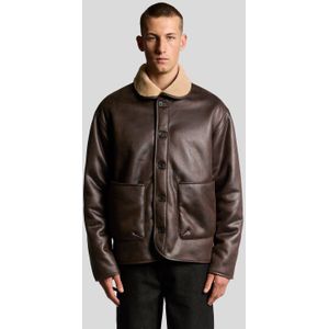 Lyle & Scott imitatiebont leren jas - bruin