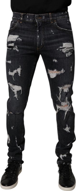 Dolce & Gabbana - Tattered Skinny Denim Jeans - Zwart - Heren