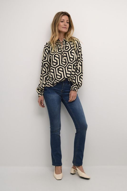 Blouse - Blouseshirt - Elastisch - Gedrapeerd - Lange Mouw