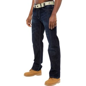 Enzo | Jeans met normale pasvorm en riem voor heren - donkerblauw