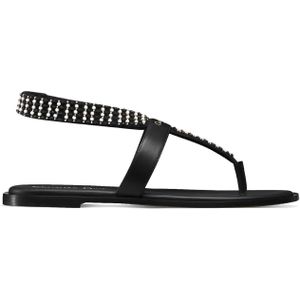 Dior - Platte Sandalen - Zwart/Wit - Kalfsleer