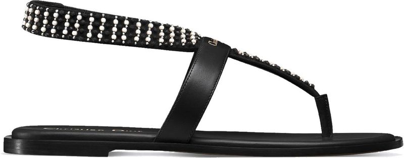 Dior - Platte Sandalen - Zwart/Wit - Kalfsleer