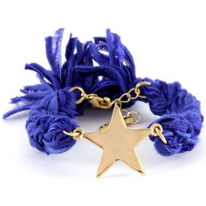 Ettika - Armband met paarse linten en geelgouden ster
