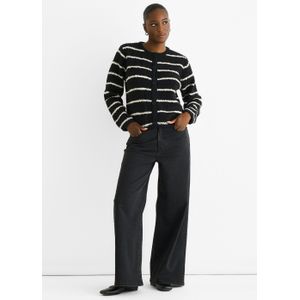 Zwarte Streep Militaire Crop Recycle Gebreide Cardigan